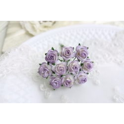 Роза открытая 1,5см Белый+фиолетовый