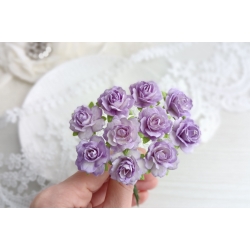 Роза кудрявая ≈ 23мм Цвет Фиолетовый+белый
