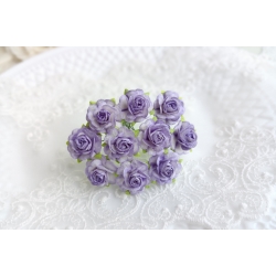 Роза открытая с волнистым краем 2см Фиолетовый+белый